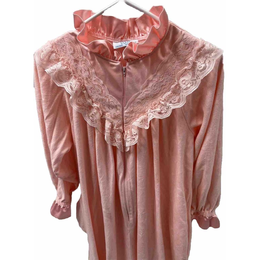 Vintage Tara House Coat Robe Gown Kaftan Pink Lace USA - Picture 3 of 7